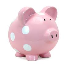 Piggy Bank Pink with White Dots